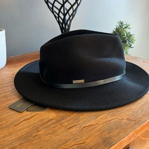 Sedancasesa Fedora 100% Wool Hat Leather Like Belt Around Middle Black Large